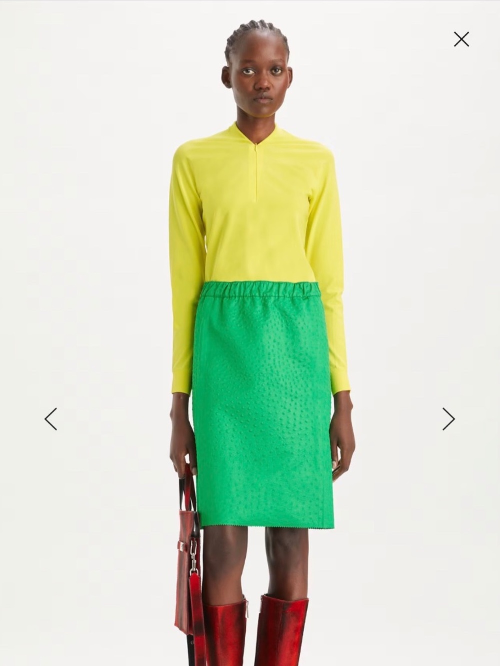 Tory Burch BNWT Green Satin Embossed Skirt (S)